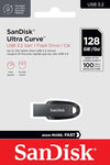 SanDisk 128GB Ultra Curve USB 3.2 Gen 1 Flash Drive Speed up to 100MB/s