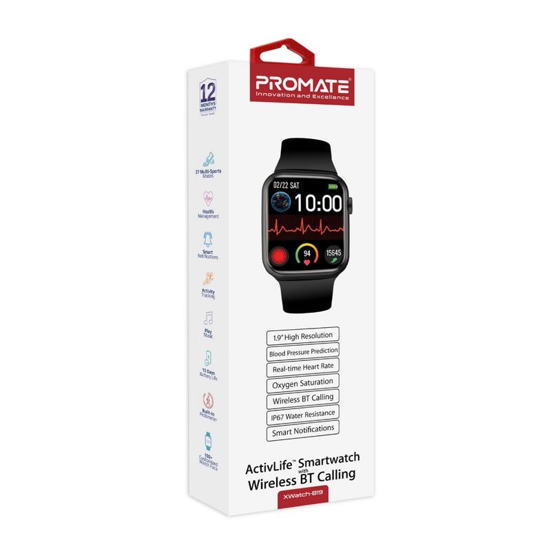 PROMATE Activlife smartwatch with wireless BT Calling (XWATCH-B19)